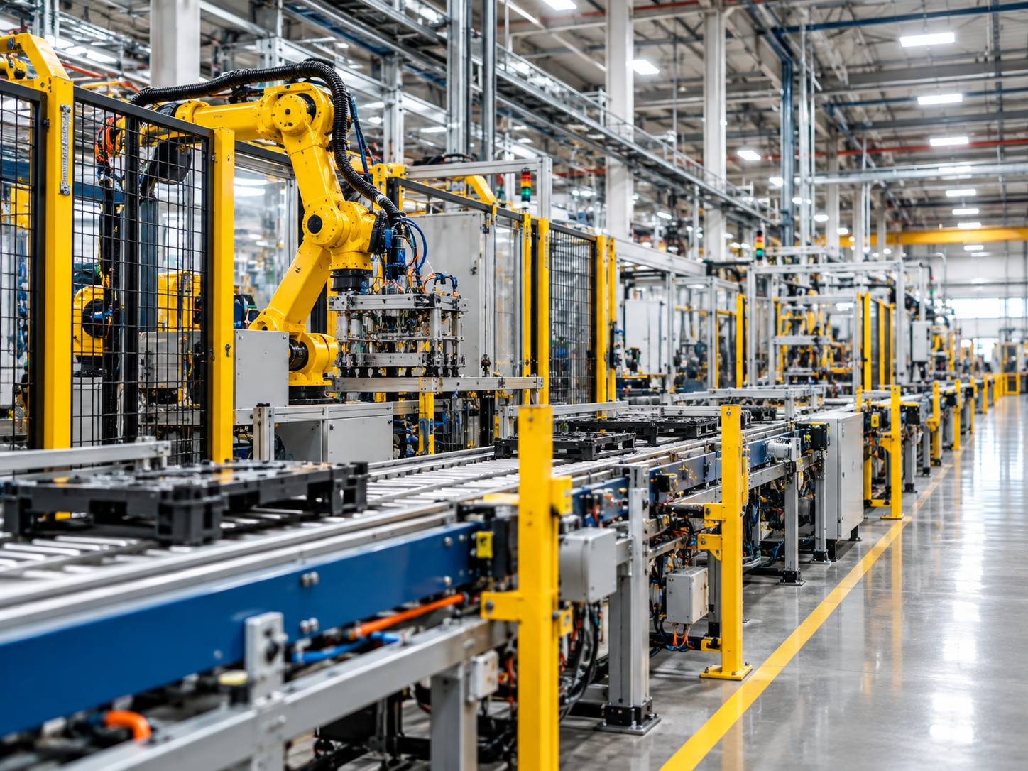 Automated production equipment inside a modern manufacturing facility